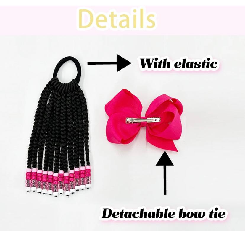 Braided Ponytail with Detachable Bow - Double (Pair)